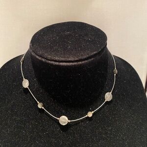 Sterling Silver Wire Necklace with Smoky Quartz